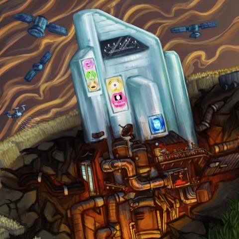 Image of a factory in potential dystopian digital future